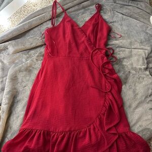 Altar'd State Vibrant Red Asymmetrical Dress